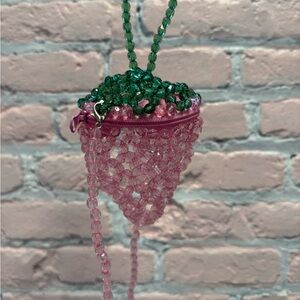 Pink and Green Beaded Handbag